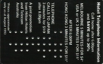 Hotel Keycard Hilton Sydney Australia Back