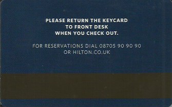 Hotel Keycard Hilton  United Kingdom Back