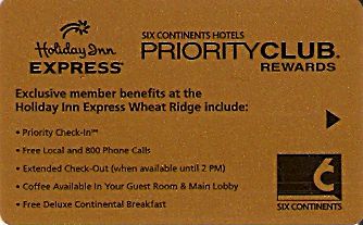 Hotel Keycard Holiday Inn Express Wheat Ridge U.S.A. Front
