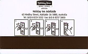 Hotel Keycard Holiday Inn Adelaide Australia Back