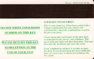 Hotel Keycard Holiday Inn Istanbul Turkey Back