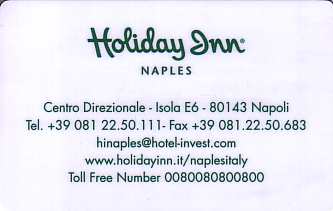 Hotel Keycard Holiday Inn Naples Italy Front