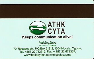 Hotel Keycard Holiday Inn Nicosia Cyprus Back