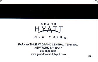 Hotel Keycard Hyatt New York City U.S.A. Back