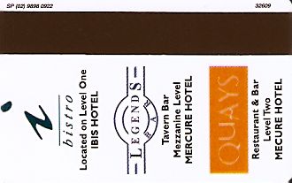 Hotel Keycard Ibis Brisbane Australia Back
