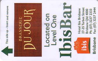 Hotel Keycard Ibis Brisbane Australia Front