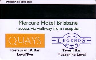 Hotel Keycard Ibis Brisbane Australia Back