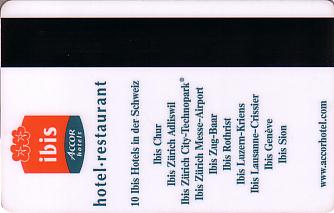 Hotel Keycard Ibis  Switzerland Back
