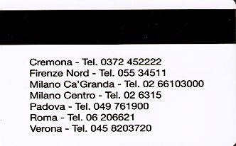 Hotel Keycard Ibis Cremona Italy Back