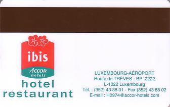 Hotel Keycard Ibis  Luxembourg Back