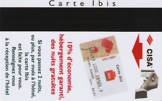 Hotel Keycard Ibis Paris France Back