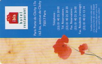 Hotel Keycard Ibis Paris France Front