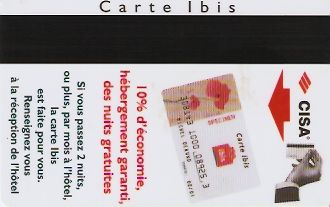 Hotel Keycard Ibis Paris France Back