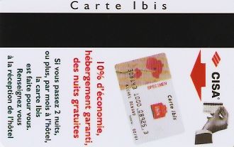 Hotel Keycard Ibis Paris France Back