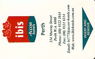 Hotel Keycard Ibis Perth Australia Front