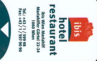 Hotel Keycard Ibis Vienna Austria Front