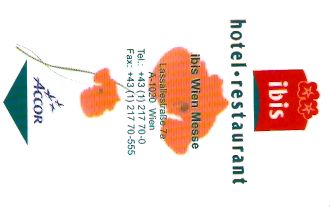 Hotel Keycard Ibis Vienna Austria Front