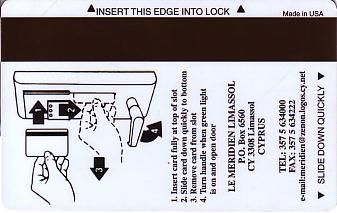 Hotel Keycard Le Meridien Limassol Cyprus Back