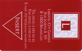 Hotel Keycard Libertel Brussels Belgium Front