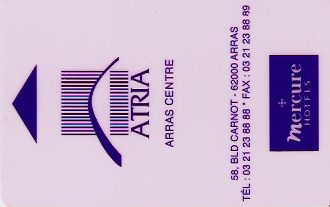 Hotel Keycard Mercure Arras France Front