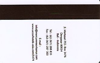 Hotel Keycard Mercure Bali Indonesia Back