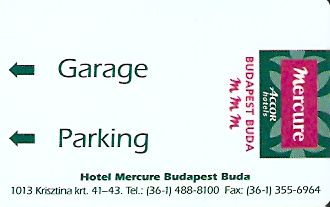 Hotel Keycard Mercure Budapest Hungary Front