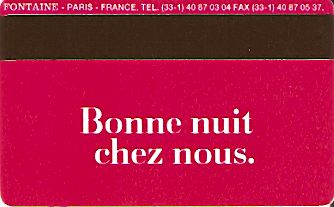 Hotel Keycard Mercure Paris France Back