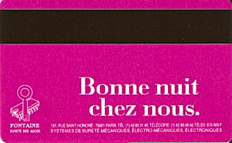 Hotel Keycard Mercure Paris France Back
