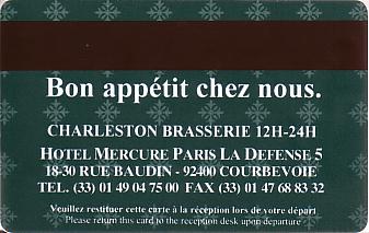 Hotel Keycard Mercure Paris France Back