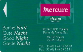Hotel Keycard Mercure Paris France Front