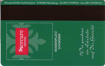 Hotel Keycard Mercure Schwerin Germany Back