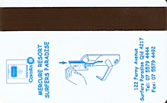 Hotel Keycard Mercure Surfers Paradise Australia Back