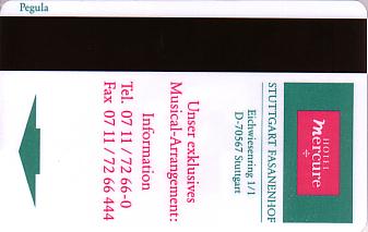 Hotel Keycard Mercure Stuttgart Germany Back