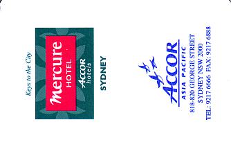Hotel Keycard Mercure Sydney Australia Front