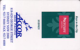 Hotel Keycard Mercure Sydney Australia Front