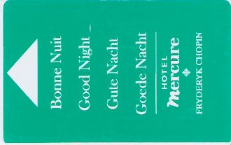 Hotel Keycard Mercure Warsaw Poland Front