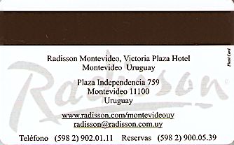 Hotel Keycard Radisson Montevideo Uruguay Back
