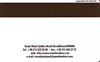 Hotel Keycard Ramada Ankara Turkey Back