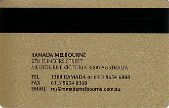 Hotel Keycard Ramada Melbourne Australia Back