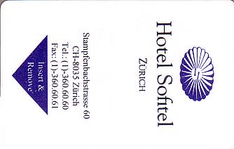 Hotel Keycard Sofitel Zurich Switzerland Front