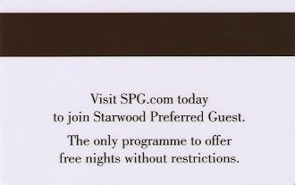 Hotel Keycard Starwood Hotels Generic Back