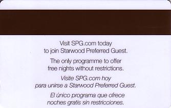 Hotel Keycard Starwood Hotels Generic Back