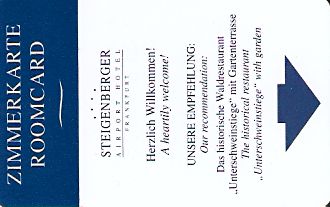 Hotel Keycard Steigenberger Frankfurt Germany Front