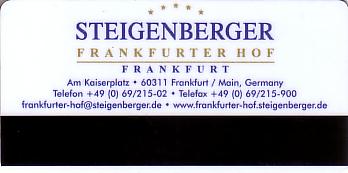 Hotel Keycard Steigenberger Frankfurt Germany Back