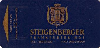 Hotel Keycard Steigenberger Frankfurt Germany Front