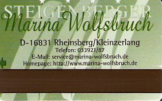 Hotel Keycard Steigenberger Rheinsberg Germany Back