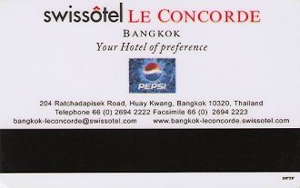 Hotel Keycard Swissotel Bangkok Thailand Back