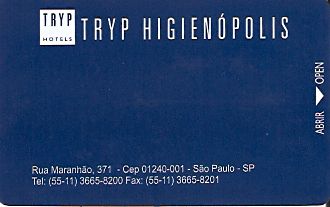 Hotel Keycard Sol Melia - Tryp Sao Paulo Brazil Front