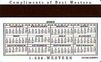 Hotel Keycard Best Western Generic Back