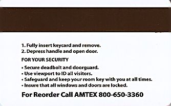 Hotel Keycard Best Western Generic Back